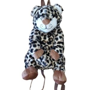 Critter Collection Leopard Print Plush Backpack